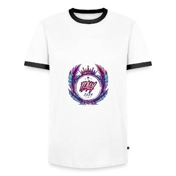 Italien 2024 Wappen - Männer Kontrast-T-Shirt - Weiß/Schwarz - Vorne - AI Model Female 172 light (172cm) & AI Model Male 178 dark (178cm)
