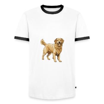Golden Retriever Dog - Men's Ringer Shirt - white/black - Front - AI Model Female 172 light (172cm) & AI Model Male 178 dark (178cm)