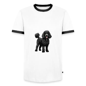Poodle Dog - Men's Ringer Shirt - white/black - Front - AI Model Female 172 light (172cm) & AI Model Male 178 dark (178cm)