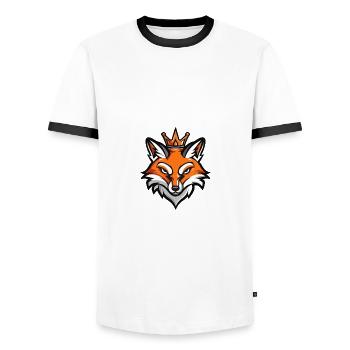 Couronne de tête de renard - T-shirt contrasté Homme - blanc/noir - Devant - AI Model Female 172 light (172cm) & AI Model Male 178 dark (178cm)