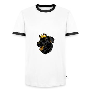 Labrador Dog Head Crown - Men's Ringer Shirt - white/black - Front - AI Model Female 172 light (172cm) & AI Model Male 178 dark (178cm)