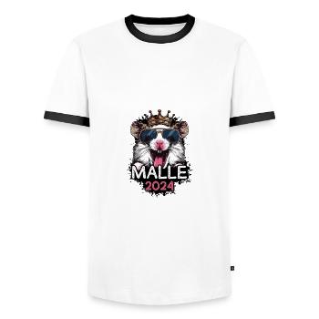Malle 2024 Hamster de fête - T-shirt contrasté Homme - blanc/noir - Devant - AI Model Female 172 light (172cm) & AI Model Male 178 dark (178cm)