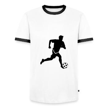 Fussballer Silhouette Fussball Spieler Sport - Männer Kontrast-T-Shirt - Weiß/Schwarz - Vorne - AI Model Female 172 light (172cm) & AI Model Male 178 dark (178cm)