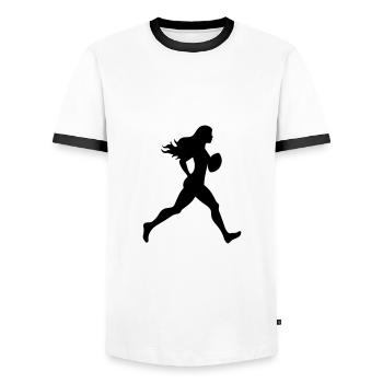 American Football Woman Silhouette - Men's Ringer Shirt - white/black - Front - AI Model Female 172 light (172cm) & AI Model Male 178 dark (178cm)