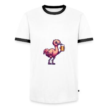 Strauss Beer Pixel - Men's Ringer Shirt - white/black - Front - AI Model Female 172 light (172cm) & AI Model Male 178 dark (178cm)