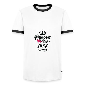 1958 Princess Birthday - Men's Ringer Shirt - white/black - Front - AI Model Female 172 light (172cm) & AI Model Male 178 dark (178cm)
