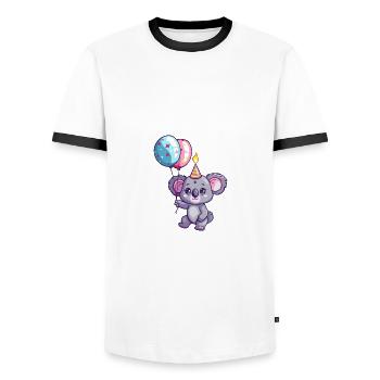 Bande dessinée d’anniversaire Koala - T-shirt contrasté Homme - blanc/noir - Devant - AI Model Female 172 light (172cm) & AI Model Male 178 dark (178cm)