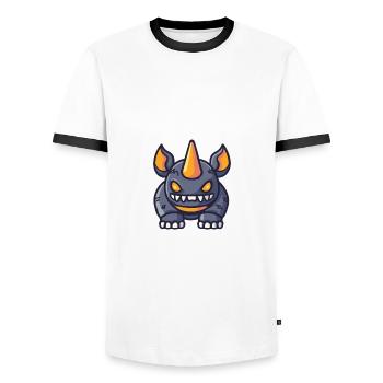 Rhino Halloween Animal - Men's Ringer Shirt - white/black - Front - AI Model Female 172 light (172cm) & AI Model Male 178 dark (178cm)