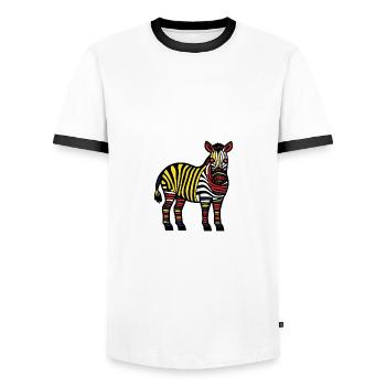Zèbre Halloween Animal - T-shirt contrasté Homme - blanc/noir - Devant - AI Model Female 172 light (172cm) & AI Model Male 178 dark (178cm)