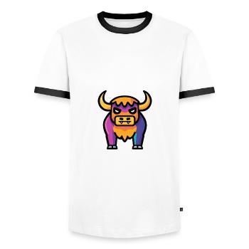Stier Halloween Tier - Männer Kontrast-T-Shirt - Weiß/Schwarz - Vorne - AI Model Female 172 light (172cm) & AI Model Male 178 dark (178cm)