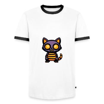 Raccoon Halloween Animal - Men's Ringer Shirt - white/black - Front - AI Model Female 172 light (172cm) & AI Model Male 178 dark (178cm)