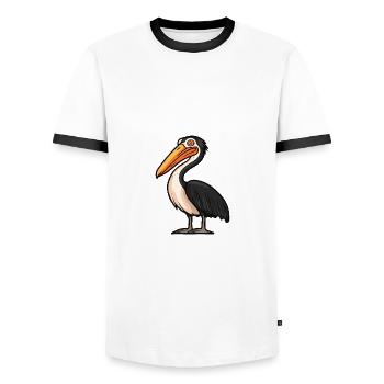 Pelican Bird Halloween Animal - Men's Ringer Shirt - white/black - Front - AI Model Female 172 light (172cm) & AI Model Male 178 dark (178cm)
