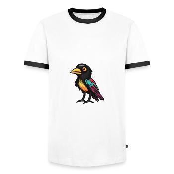 Rabe Krähe Halloween Tier - Männer Kontrast-T-Shirt - Weiß/Schwarz - Vorne - AI Model Female 172 light (172cm) & AI Model Male 178 dark (178cm)