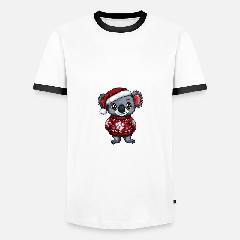 Koala Weihnachten Comic - Männer Kontrast-T-Shirt - Weiß/Schwarz