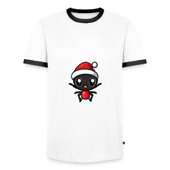 Ant Christmas Cute - Men's Ringer Shirt - white/black - Front - AI Model Female 172 light (172cm) & AI Model Male 178 dark (178cm)