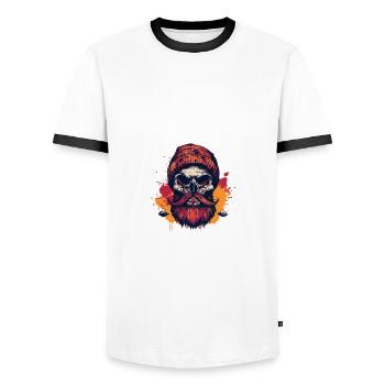 Lumberjack Skull Lumberjack - Men's Ringer Shirt - white/black - Front - AI Model Female 172 light (172cm) & AI Model Male 178 dark (178cm)