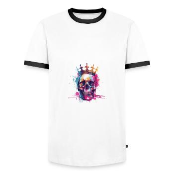 King Skull Crown Royal - Men's Ringer Shirt - white/black - Front - AI Model Female 172 light (172cm) & AI Model Male 178 dark (178cm)