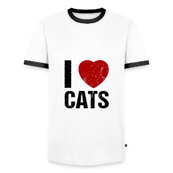 I love Cats - Männer Kontrast-T-Shirt - Weiß/Schwarz - Vorne - AI Model Female 172 light (172cm) & AI Model Male 178 dark (178cm)