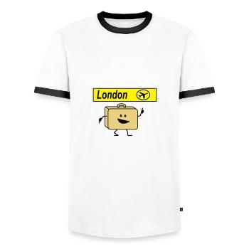 Suitcase london - Men's Ringer Shirt - white/black - Front - AI Model Female 172 light (172cm) & AI Model Male 178 dark (178cm)