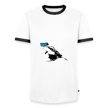 Moineau - T-shirt contrasté Homme - blanc/noir - Devant - AI Model Female 172 light (172cm) & AI Model Male 178 dark (178cm)