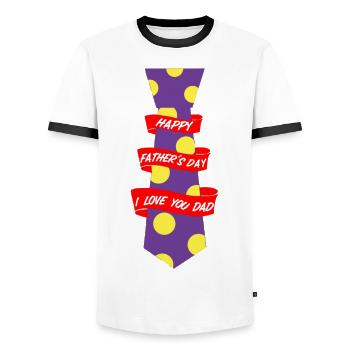 Father's day - Men's Ringer Shirt - white/black - Front - AI Model Female 172 light (172cm) & AI Model Male 178 dark (178cm)