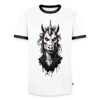 Grusel Vampir Einhorn Halloween Magie - Männer Kontrast-T-Shirt - Weiß/Schwarz - Vorne - AI Model Female 172 light (172cm) & AI Model Male 178 dark (178cm)