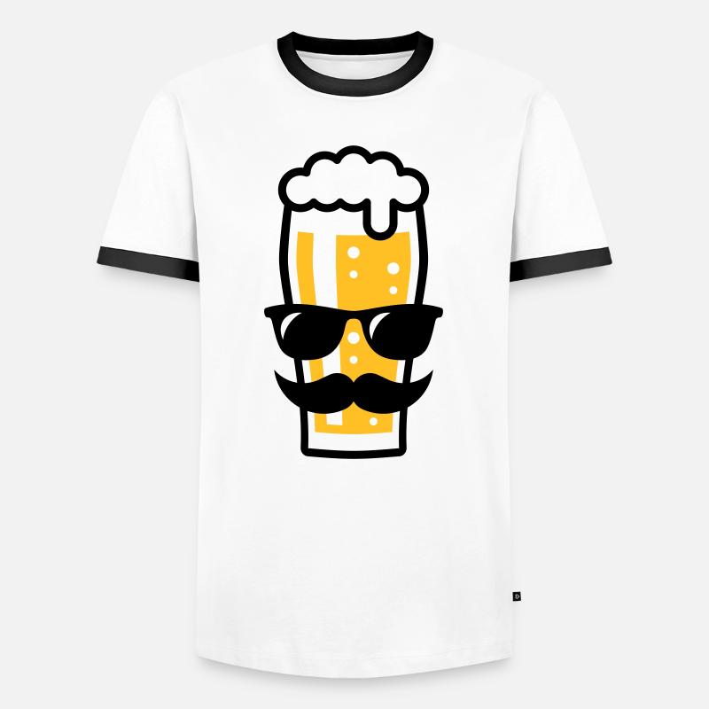 Bierglas (Bier / Sonnenbrille / Schnurrbart / 2C) - Männer Kontrast-T-Shirt - Weiß/Schwarz
