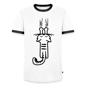 scratching kitty - cat - cats - - Men's Ringer Shirt - white/black - Front - AI Model Female 172 light (172cm) & AI Model Male 178 dark (178cm)