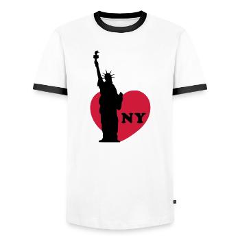 New York - T-shirt contrasté Homme - blanc/noir - Devant - AI Model Female 172 light (172cm) & AI Model Male 178 dark (178cm)