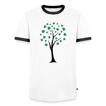 tree - Men's Ringer Shirt - white/black - Front - AI Model Female 172 light (172cm) & AI Model Male 178 dark (178cm)