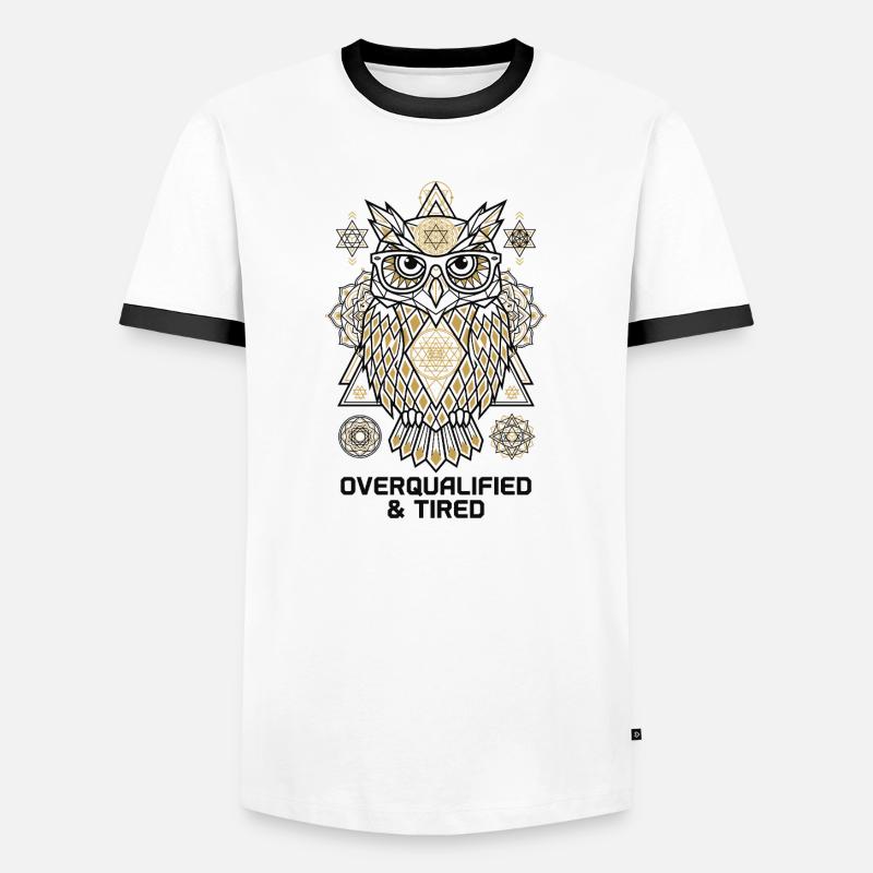 Overqualified Eule Mandala - Männer Kontrast-T-Shirt - Weiß/Schwarz