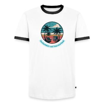 Mentalement en vacances courtes - T-shirt contrasté Homme - blanc/noir - Devant - AI Model Female 172 light (172cm) & AI Model Male 178 dark (178cm)