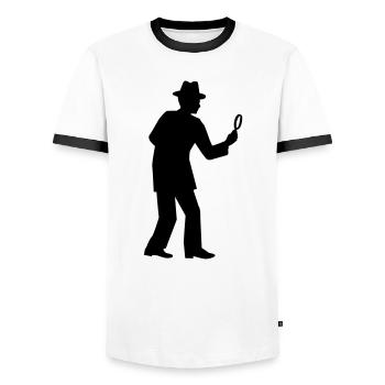 Detektiv - Männer Kontrast-T-Shirt - Weiß/Schwarz - Vorne - AI Model Female 172 light (172cm) & AI Model Male 178 dark (178cm)