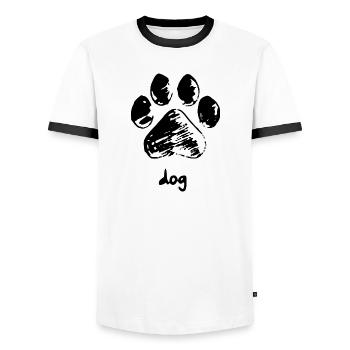Hundepfote - Dog - Männer Kontrast-T-Shirt - Weiß/Schwarz - Vorne - AI Model Female 172 light (172cm) & AI Model Male 178 dark (178cm)