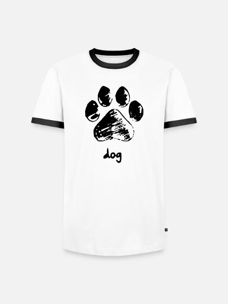 Hundepfote - Dog - Männer Kontrast-T-Shirt - Weiß/Schwarz