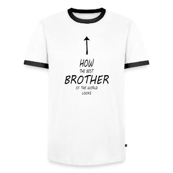 À quoi ressemble le meilleur frère du monde - T-shirt contrasté Homme - blanc/noir - Devant - AI Model Female 172 light (172cm) & AI Model Male 178 dark (178cm)