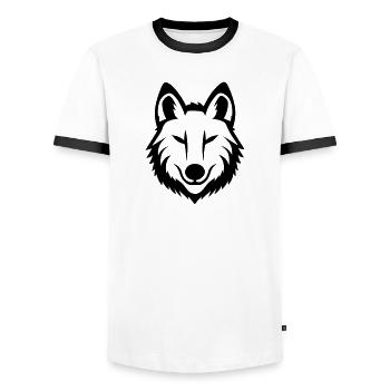 Loup - T-shirt contrasté Homme - blanc/noir - Devant - AI Model Female 172 light (172cm) & AI Model Male 178 dark (178cm)