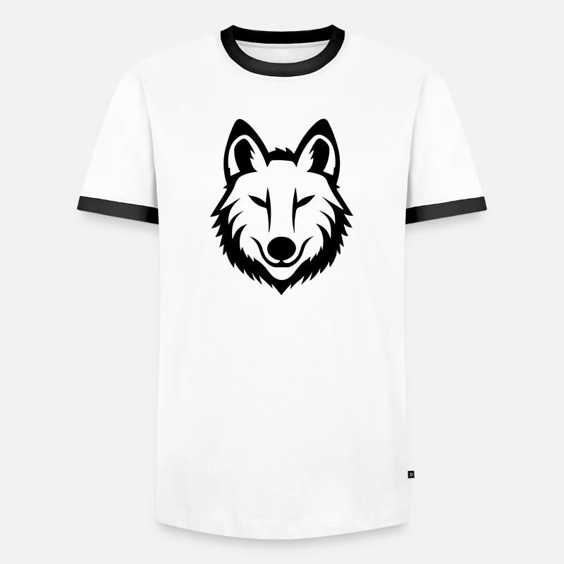 Wolf - Men's Ringer Shirt - white/black