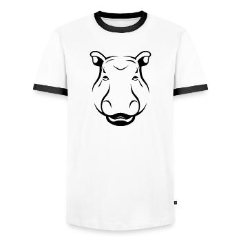 hippopotamus - Men's Ringer Shirt - white/black - Front - AI Model Female 172 light (172cm) & AI Model Male 178 dark (178cm)