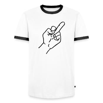 Doigt d'honneur - T-shirt contrasté Homme - blanc/noir - Devant - AI Model Female 172 light (172cm) & AI Model Male 178 dark (178cm)