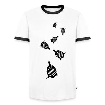 Ritter Helm - Männer Kontrast-T-Shirt - Weiß/Schwarz - Vorne - AI Model Female 172 light (172cm) & AI Model Male 178 dark (178cm)