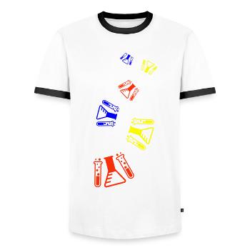 Chimistes éprouvettes - T-shirt contrasté Homme - blanc/noir - Devant - AI Model Female 172 light (172cm) & AI Model Male 178 dark (178cm)