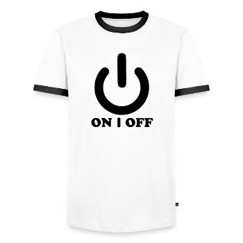 Power - Men's Ringer Shirt - white/black - Front - AI Model Female 172 light (172cm) & AI Model Male 178 dark (178cm)