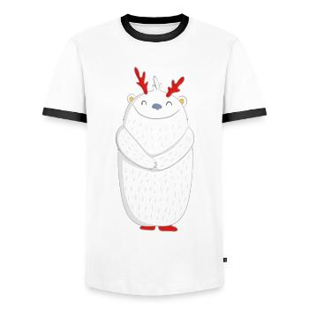 Yeti Schneemensch - T-shirt contrasté Homme - blanc/noir - Devant - AI Model Female 172 light (172cm) & AI Model Male 178 dark (178cm)