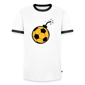 Soccer ball bomb soccer1 - Men's Ringer Shirt - white/black - Front - AI Model Female 172 light (172cm) & AI Model Male 178 dark (178cm)