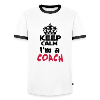 i'm a coach 2 - T-shirt contrasté Homme - blanc/noir - Devant - AI Model Female 172 light (172cm) & AI Model Male 178 dark (178cm)