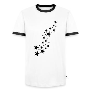 stars - Men's Ringer Shirt - white/black - Front - AI Model Female 172 light (172cm) & AI Model Male 178 dark (178cm)