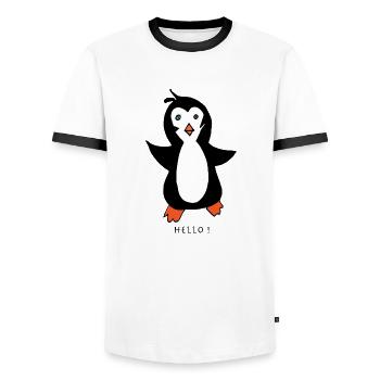 Hello pingoo - T-shirt contrasté Homme - blanc/noir - Devant - AI Model Female 172 light (172cm) & AI Model Male 178 dark (178cm)