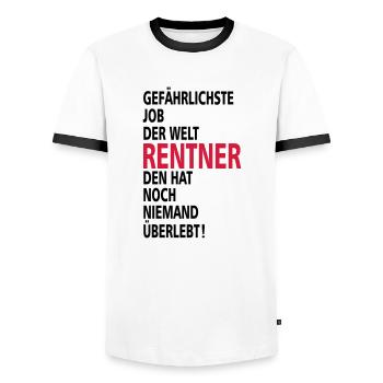 retiree - Men's Ringer Shirt - white/black - Front - AI Model Female 172 light (172cm) & AI Model Male 178 dark (178cm)