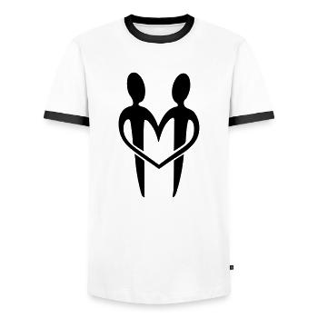 heart - Men's Ringer Shirt - white/black - Front - AI Model Female 172 light (172cm) & AI Model Male 178 dark (178cm)
